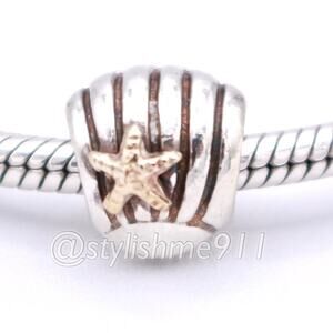 PANDORA Silver Sea Shell Charm with 14K Gold - 790249
